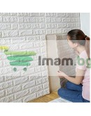 Самозалепващ 3D тухлен тапет бял цвят